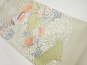 鴛鴦に流水・八ツ橋模様織出し袋帯